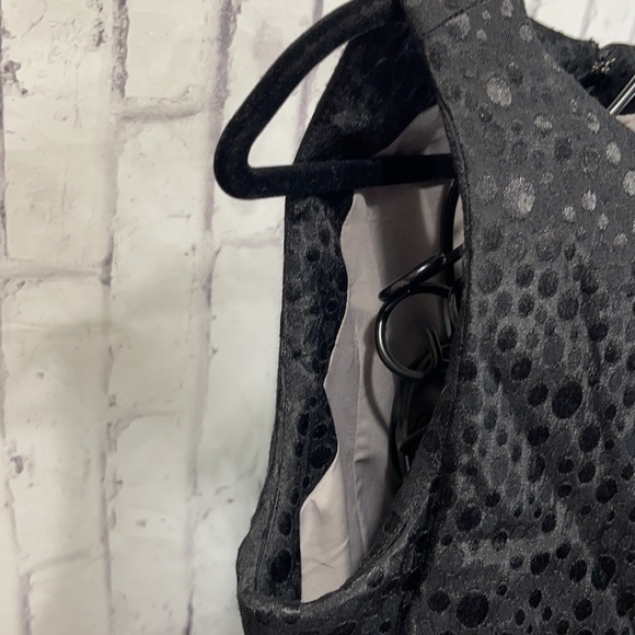 Tulle for Anthropologie Black Polka Dot Sleeveless Peplum Pleated Midi-Dress - Picture 9 of 11